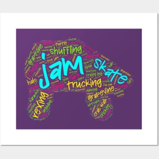 Jam Skating Wordcloud for Darker Backgrounds Posters and Art